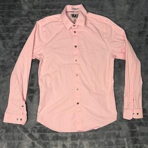 Express 1MX Fitted Shirt Mens Medium 15-15.5 Pink Long Sleeve Button Down Cotton